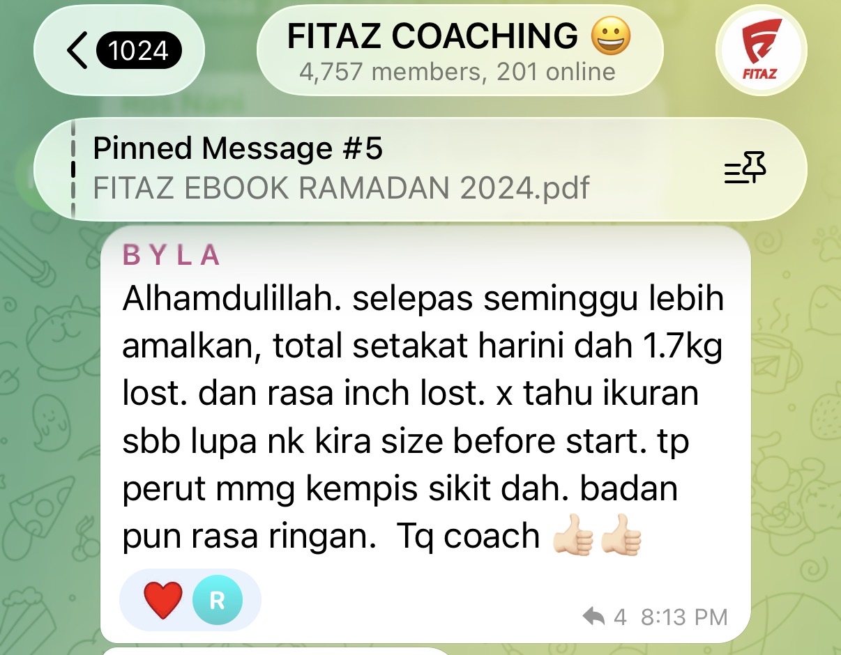 Perkongsian ahli komuniti selepas mengikuti panduan pemakanan terdahulu
