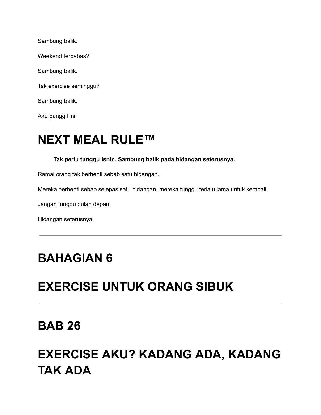 Preview Next Meal Rule dalam ebook Kurus Sampai Orang Tegur