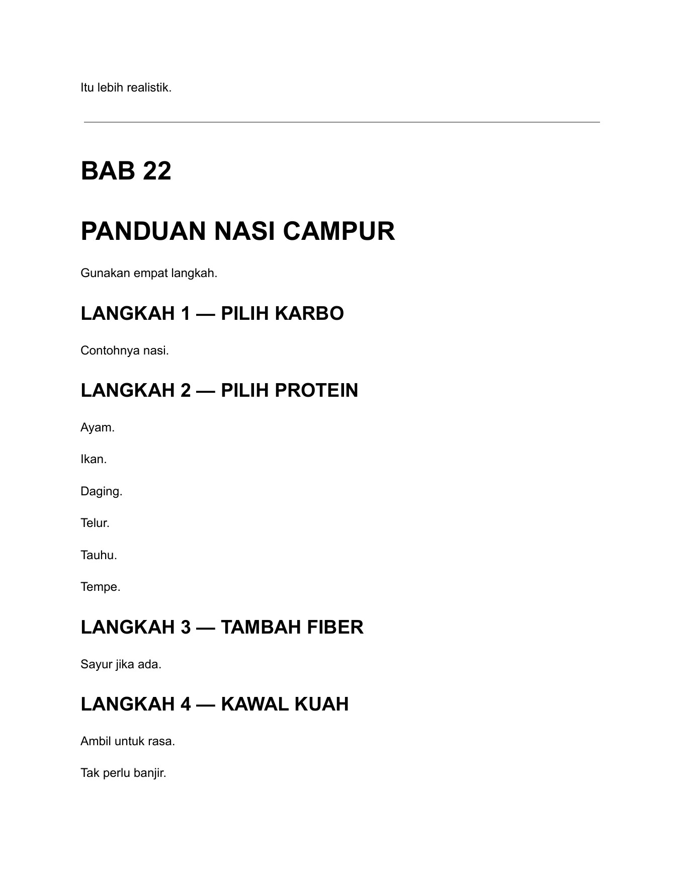 Preview panduan nasi campur dalam ebook Kurus Sampai Orang Tegur